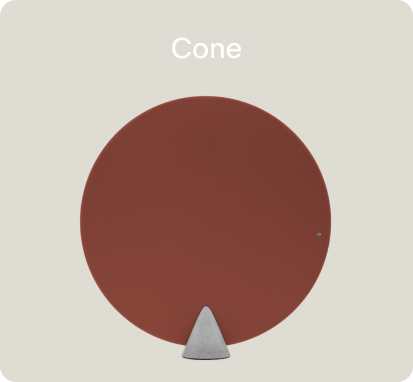 Mute Cone acoustic screen in red fabric