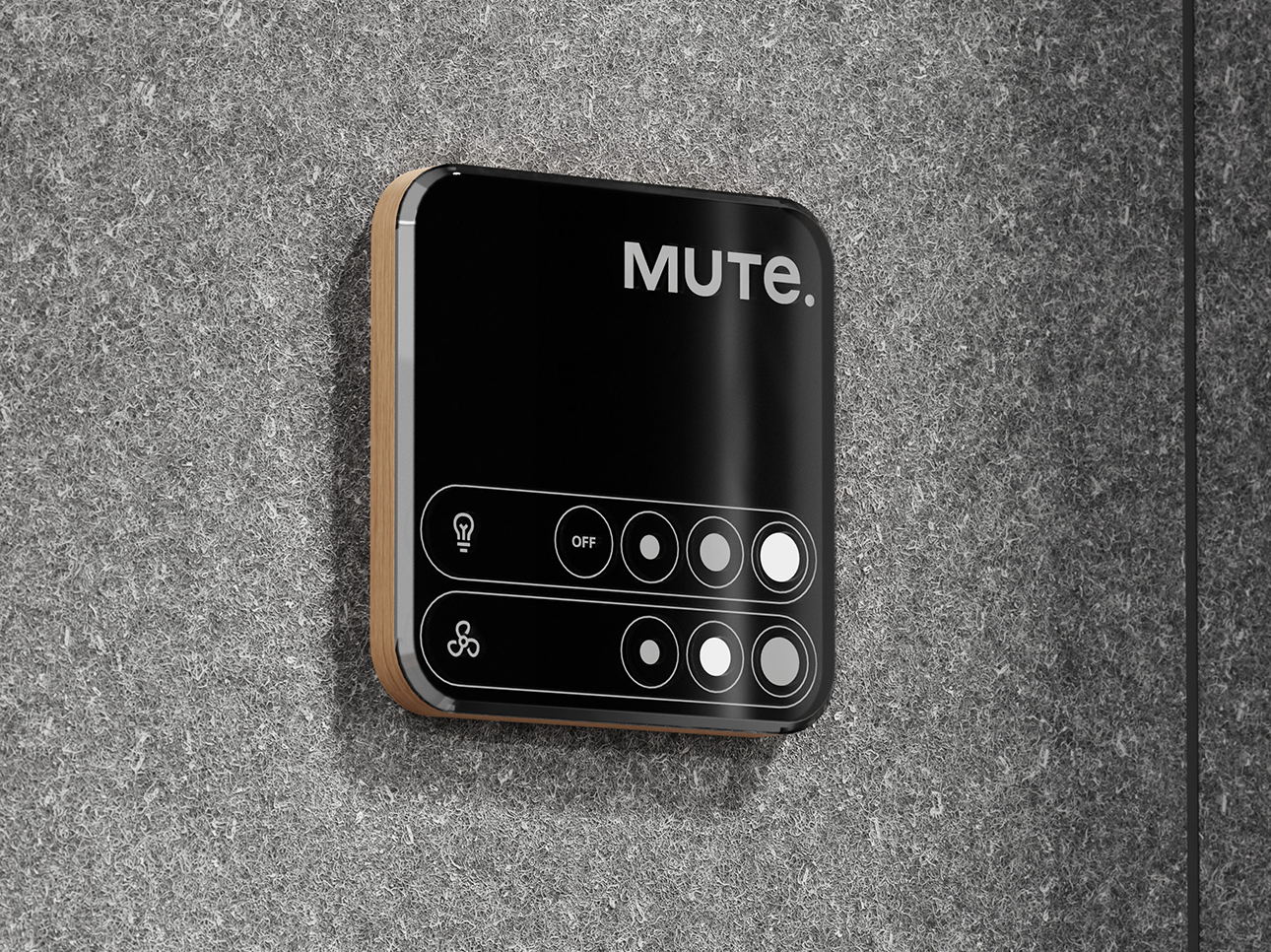 Mute Space Pod interior detail - control panel for lighting and ventillation levels