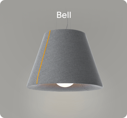 Mute Bell Lamp in grey fabric with golf bulb