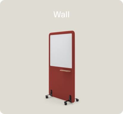 Mute Wall acoustic screen in red fabric