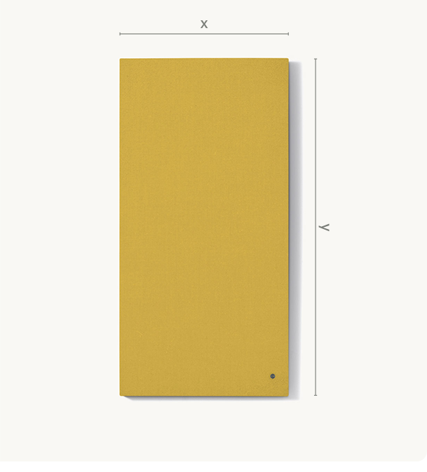 Mute Canvas sound absorber on wall in yellow fabric