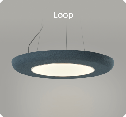 Mute Loop Lamp in Dusk Blue fabric