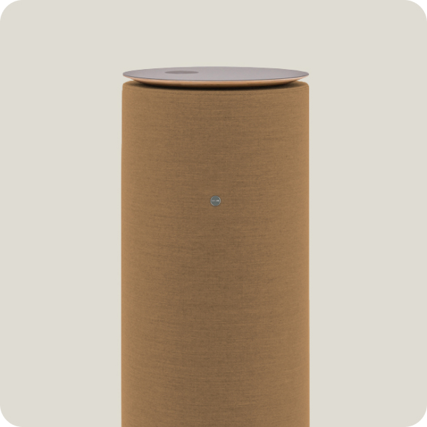 Mute Tower sound absorber - cylindrical shape with tabletop and induction charger