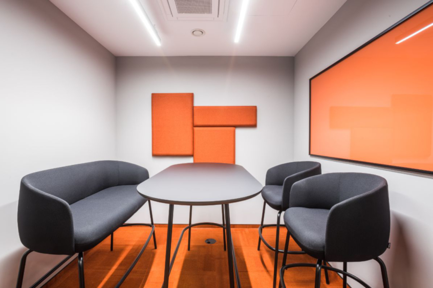 Mute Orange Blocks Acoustic Panels in Techland Office