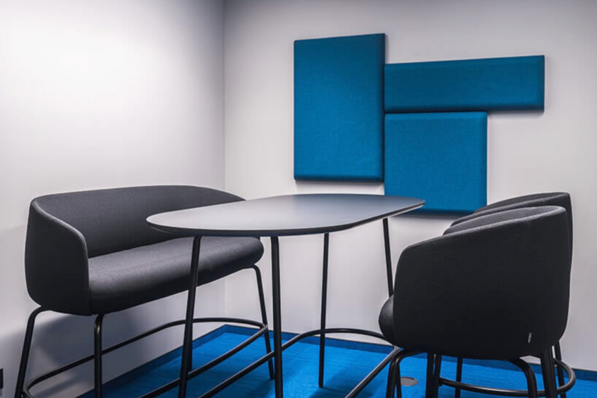 Mute Blue Blocks Acoustic Panels in Techland Office