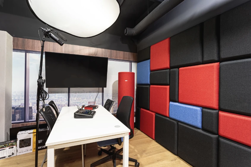 Verseo Poznań Office with Blocks and Tower inside a recording studio