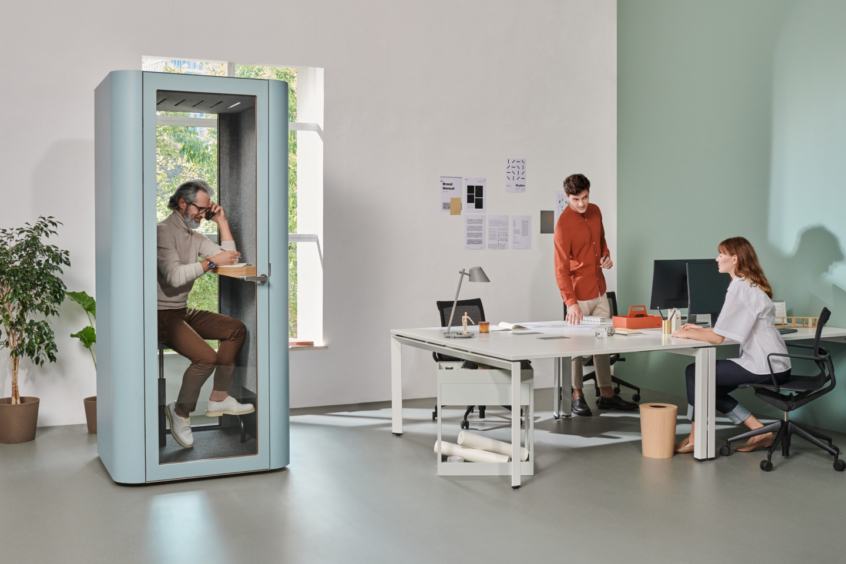 Office interior with Space S acoustic pod