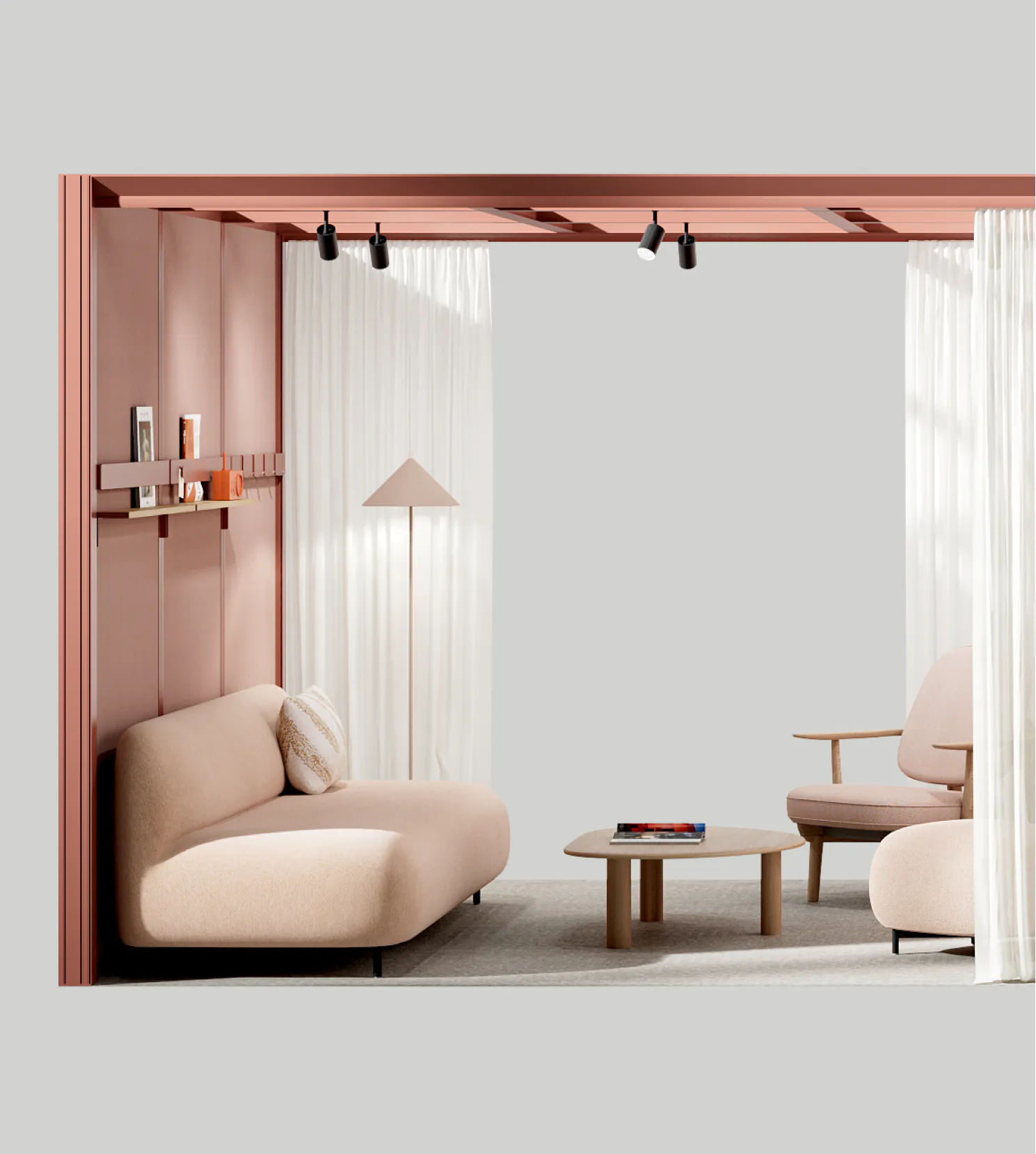 Omniroom Lounge Set Open in Clay Red