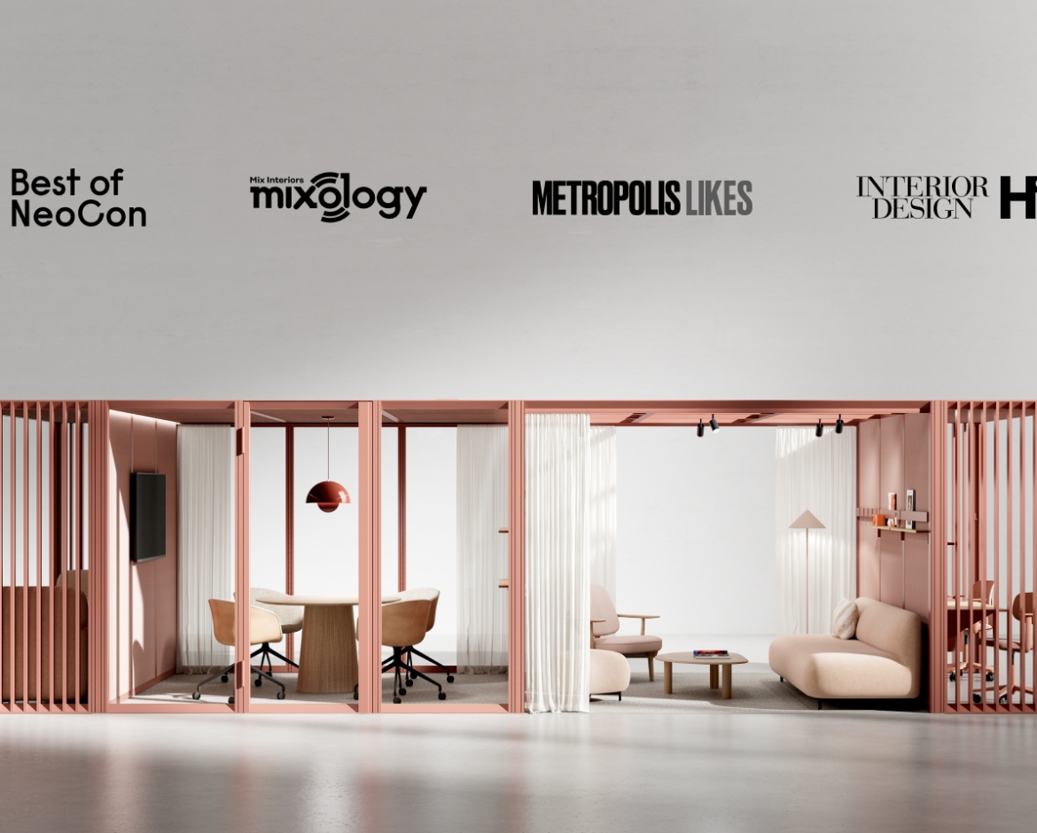 OmniRoom with Best of NeoCon Gold Award, Mix Interiors' Mixology Award, Metropolis Magazine's Likes Award and Interior Design Magazine's HiP Nominee