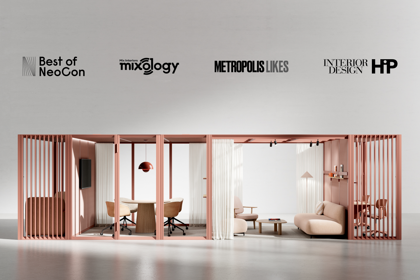 OmniRoom with Best of NeoCon Gold Award, Mix Interiors' Mixology Award, Metropolis Magazine's Likes Award and Interior Design Magazine's HiP Nominee